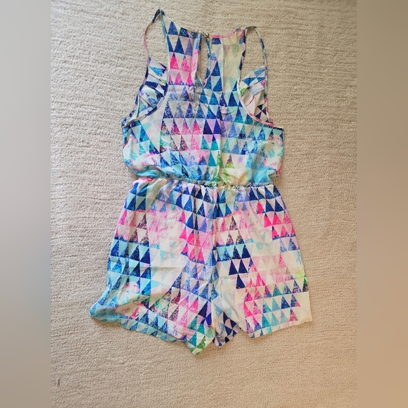 Amanda Uprichard for REVOLVE Geometric Pattern 100% Silk Romper - Size Large - Picture 16 of 16